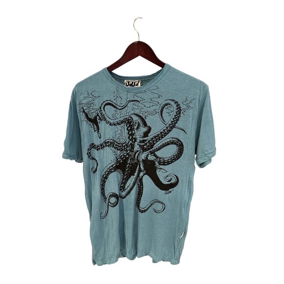Sure Original Octopus Graphic Mens T-Shirt Medium 100% Cotton Blue - Picture 1 of 6